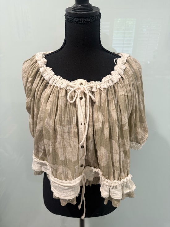 Free People Tops - Free People Sheer Pleated Skirt in Light Olive